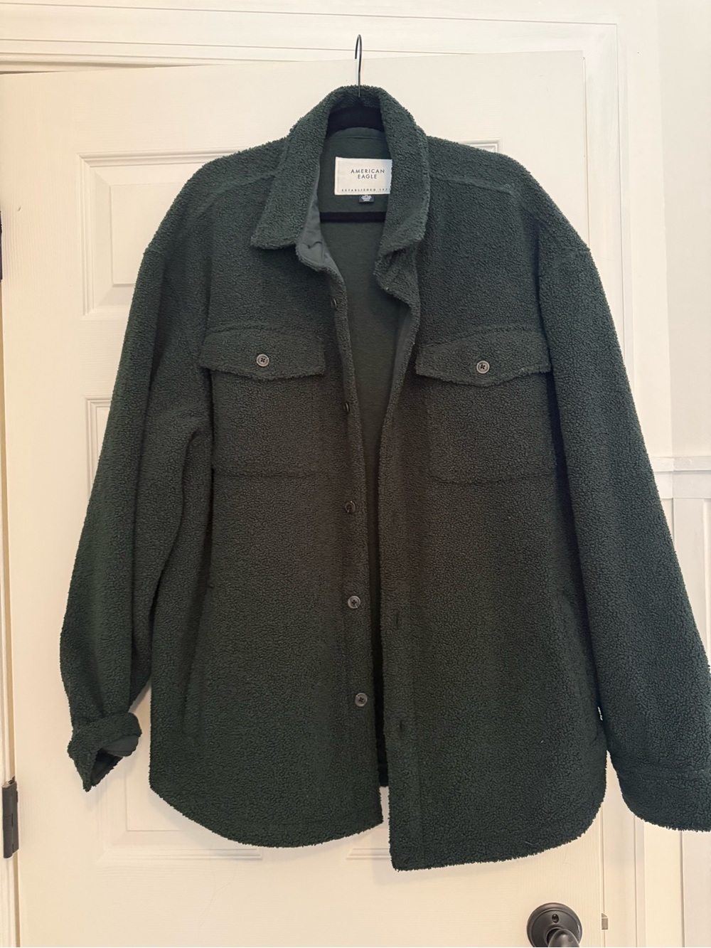American Eagle Outfitters Women’s Dark Green Sherpa Shacket